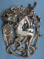 Art nouveau - draak en schoonheid in zilver - ca. 1900, Antiek en Kunst, Ophalen of Verzenden, Zilver