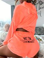 Cute Fluffy huispak onesie tweedelig, Ophalen of Verzenden, Zo goed als nieuw, Maat 36 (S), Oranje
