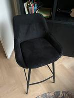 Zwarte velvet ribstof barkruk - Bronx 71, Huis en Inrichting, Barkrukken, 1 kruk, Ophalen, Zo goed als nieuw, Draaibaar