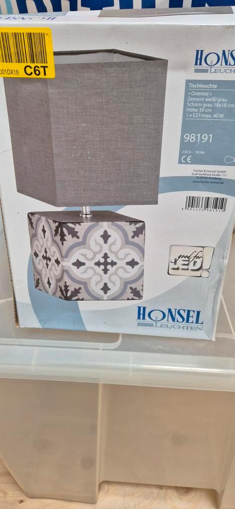 2x Hansel Oriental Tafellamp - Cement/Grijs - LED Geschikt, Antiek en Kunst, Antiek | Lampen, Ophalen