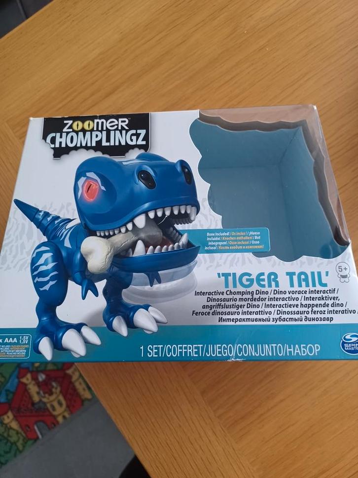 Zoomer Chomplingz 'Tiger Tail' Interactieve Dino, Kinderen en Baby's, Speelgoed | Overig, Zo goed als nieuw, Jongen of Meisje
