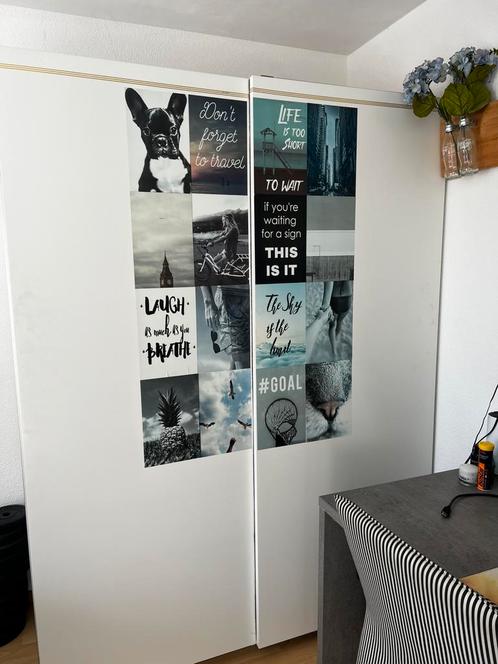 Leuke moderne kledingkast IKEA schuifdeuren, Huis en Inrichting, Kasten | Kledingkasten, Zo goed als nieuw, 200 cm of meer, 50 tot 75 cm