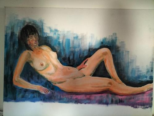 Modern werk canvas vrouwelijk naakt, Antiek en Kunst, Kunst | Schilderijen | Modern, Ophalen of Verzenden