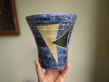 Vintage vaas met geometrische decoratie - jaren 1950 - 1960 beschikbaar voor biedingen