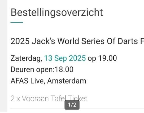 Tickets Darts world series Amsterdam 13/14 sept, Tickets en Kaartjes, Evenementen en Festivals, Twee personen