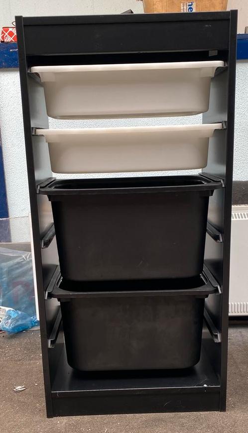 IKEA Trofast Ladekast Zwart inclusief 4 bakken, Huis en Inrichting, Kasten | Ladekasten, Gebruikt, Minder dan 100 cm, Minder dan 50 cm