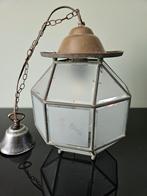 Hanglamp facet geslepen ruitjes matglas, vintage, Ophalen of Verzenden, Gebruikt, Minder dan 50 cm