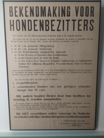 BEKENDMAKING VOOR HONDENBEZITTERS ROTTERDAM JULI 1942