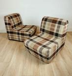 Set geruite loungestoel uit Italie (2), 1960's, Huis en Inrichting, Fauteuils, 75 tot 100 cm, Gebruikt, Stof, Vintage