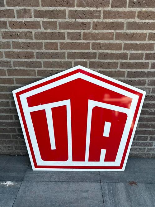 Mooi groot dubbelzijdig UTA bord, Verzamelen, Merken en Reclamevoorwerpen, Gebruikt, Reclamebord, Ophalen of Verzenden