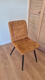 2x okergele/goudkleurige velvet eetkamerstoelen, Ophalen, Zo goed als nieuw, Twee