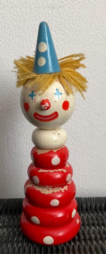 Vintage Stapelclown - Handbeschilderd, Antiek en Kunst, Curiosa en Brocante, Ophalen