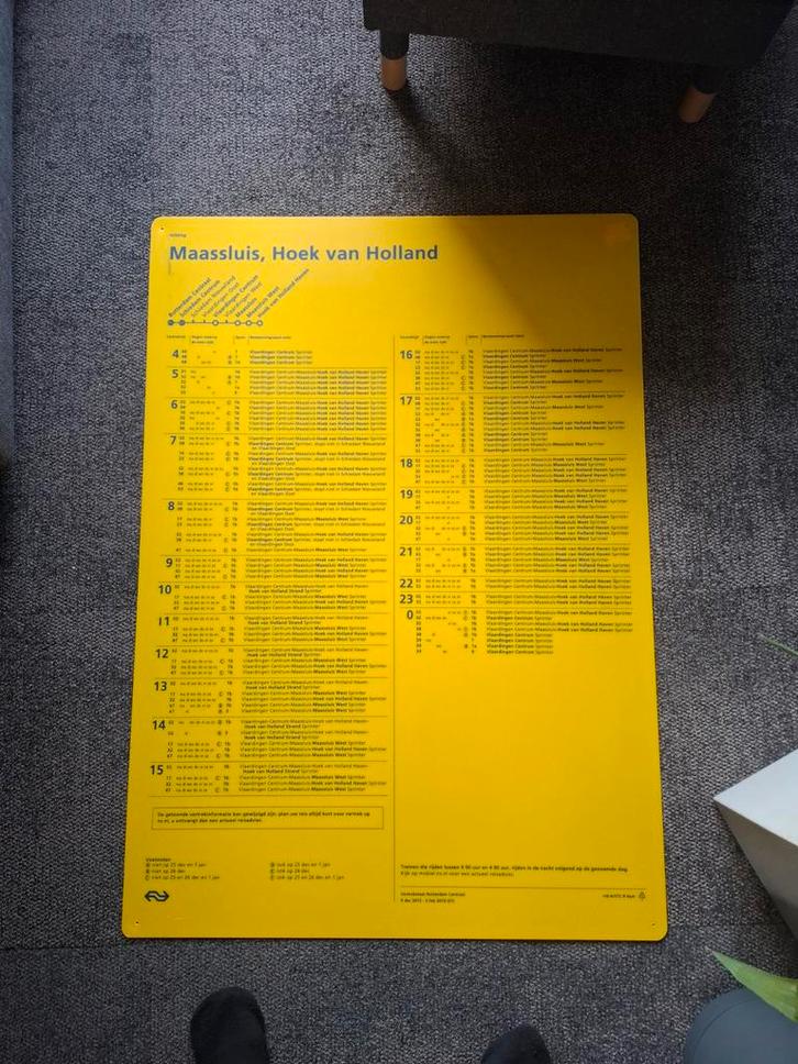 NS Trein Vertrekstaat Maassluis Hoek van Holland, Verzamelen, Spoorwegen en Tramwegen, Gebruikt, Trein, Kaart of Prent, Ophalen