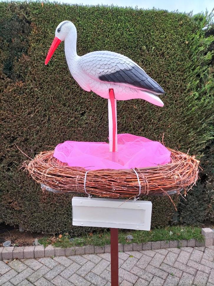 Geboorteborden “Levensechte” originele geboorte 3D ooievaar, Kinderen en Baby's, Kraamcadeaus en Geboorteborden, Nieuw, Geboortebord