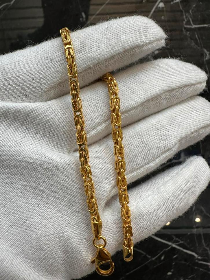 21k Gouden Koningsarmband Dubai Collectie, Sieraden, Tassen en Uiterlijk, Armbanden, Nieuw, Goud, Ophalen of Verzenden