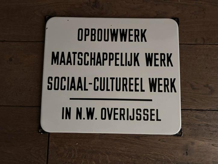 Emaille bord - Opbouwwerk N.W. Overijssel, Antiek en Kunst, Antiek | Emaille, Ophalen of Verzenden