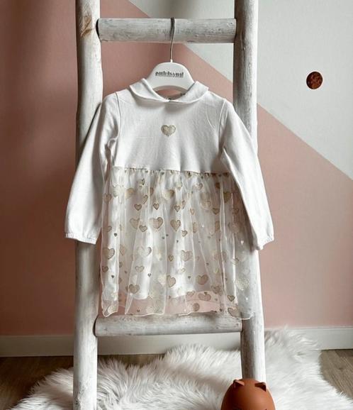 GYMP jurk wit met goud maat 80 of 86 of allebei, Kinderen en Baby's, Babykleding | Maat 80, Zo goed als nieuw, Meisje, Jurkje of Rokje