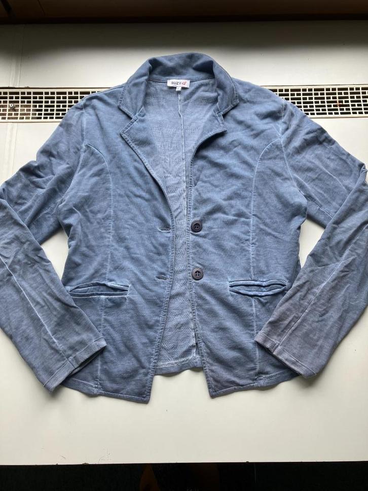 Suzy Q, stoer jeansblauw jasje/colbert/vest maat L, Kleding | Dames, Jasjes, Kostuums en Pakken, Zo goed als nieuw, Jasje, Maat 42/44 (L)