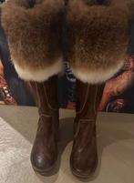 Prachtige leren bontlaarzen - Maat 38, Kleding | Dames, Schoenen, Hoge laarzen, Bruin, Ophalen of Verzenden, Zo goed als nieuw