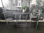 Eettafel + 2 stoelen - Wijntafel - Grijs - Ovaal - Balkon, Ophalen, 50 tot 100 cm, Tot twee personen, 50 tot 100 cm