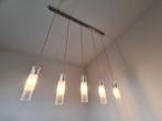 Hanglamp 5 glazen kokers, Huis en Inrichting, Ophalen, Gebruikt, Glas, 75 cm of meer