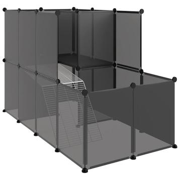 Dierenhok klein 142x74x93 cm polypropeen en staal zwart beschikbaar voor biedingen