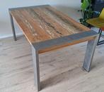 Industriële tafel zo goed als nieuw, Ophalen, 50 tot 75 cm, Teakhout, 50 tot 100 cm