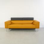 1x Leolux Howlo 3-zits/220cm Bank Maïsgeel/Zwart - Leer, Huis en Inrichting, Banken | Bankstellen, Niet ingevuld, Niet ingevuld