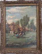 Henri van Os-Delhez (1880-1976) Landschap met koeien en boer, Ophalen of Verzenden