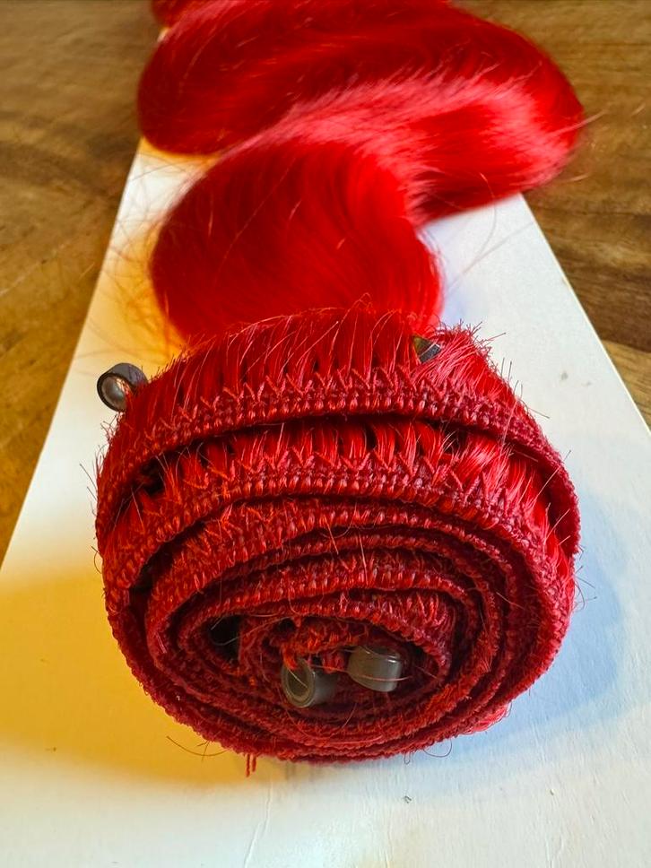 Microring Weave extensions - Rood - 50 cm, Sieraden, Tassen en Uiterlijk, Uiterlijk | Haarverzorging, Nieuw, Pruik of Haarverlenging