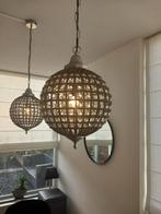 Stijlvolle metalen eetkamer lampen met sierstenen, Huis en Inrichting, Lampen | Hanglampen, Ophalen, Zo goed als nieuw