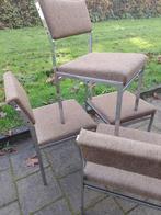 retro 4x cees braakman sm07 stoelen, Huis en Inrichting, Stoelen, Ophalen, Gebruikt, Bruin, Metaal