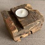 Houten waxinelichthouder kandelaar wrakhout hout, Ophalen of Verzenden, Zo goed als nieuw, Hout, Minder dan 25 cm