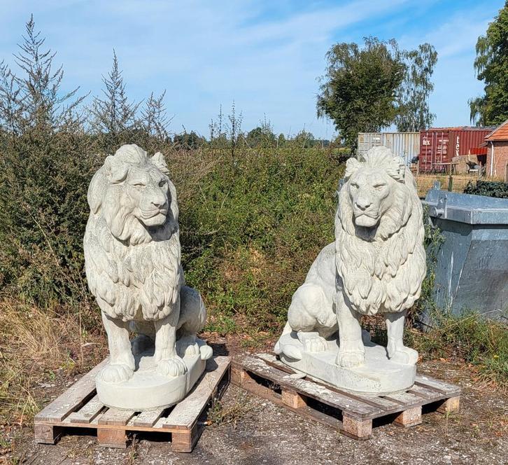 Zandsteen look grote leeuwen, Tuin en Terras, Tuinbeelden, Nieuw, Dierenbeeld, Beton, Ophalen of Verzenden