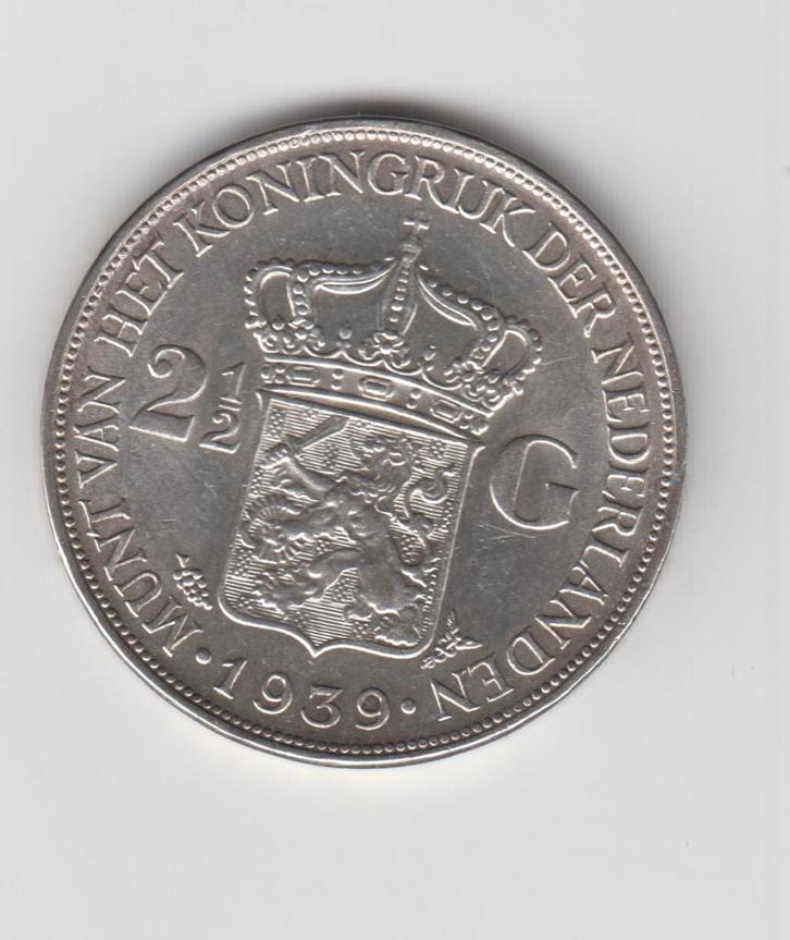 Zilveren rijksdaalder 1939, Postzegels en Munten, Munten | Nederland, Losse munt, 2½ gulden, Koningin Wilhelmina, Zilver, Verzenden