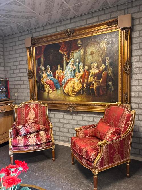 Empire Fauteuils & Groot Schilderij Set, Antiek en Kunst, Antiek | Meubels | Stoelen en Banken, Ophalen of Verzenden