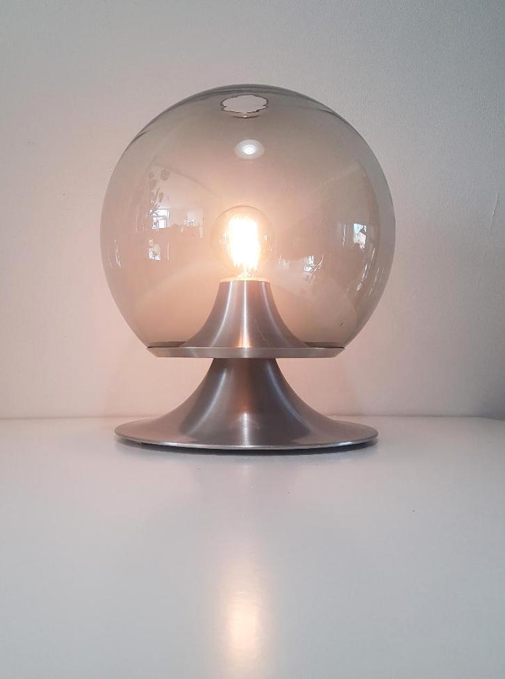 Vintage tafellamp Droomeiland van Raak Amsterdam, Huis en Inrichting, Lampen | Tafellampen, Gebruikt, Minder dan 50 cm, Glas, Metaal