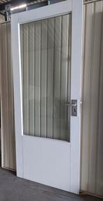 Hardhouten achterdeur met dubbelglas, Gevelraam of Ruit, Gebruikt, 80 tot 120 cm, Ophalen of Verzenden