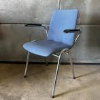 OPRUIMING Gispen stijl Chroom buis stoel kunststof leggers, Huis en Inrichting, Stoelen, Gebruikt, Kantoorstoel, Blauw, Chroombuis