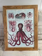 Octopus poster in lijst, Huis en Inrichting, Woonaccessoires | Schilderijen, Tekeningen en Foto's, Nieuw, Foto of Poster, 50 tot 75 cm