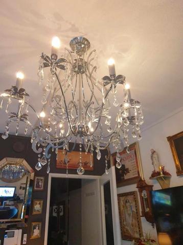 KROONLUCHTER ZILVER  KRISTAL MET 10 ARMEN .... beschikbaar voor biedingen
