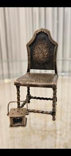Miniatuur Zilveren Stoel J.Borduur met Voetenstoof, Antiek en Kunst, Ophalen of Verzenden