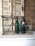 Brocante zinken Franse flessenkrat, Antiek en Kunst, Ophalen of Verzenden