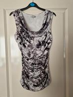 Top grijs met wit bloemenprint met waterval kraag maat S H&M, H&M, Nieuw, Ophalen of Verzenden, Grijs