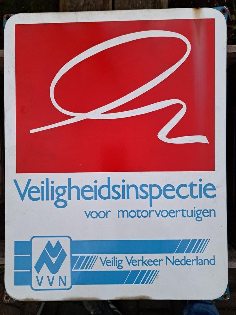 Emaille Veiligheidsinspectie VVN bord, Ophalen, Gebruikt, Reclamebord