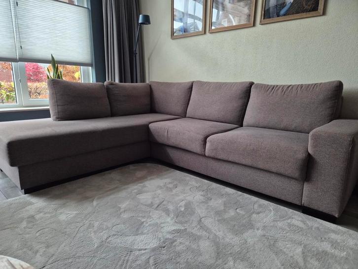 Hoekbank Taupe Trendhopper - Weg i.v.m. verhuizing, Huis en Inrichting, Banken | Bankstellen, Gebruikt, Vierpersoons of meer, Ophalen