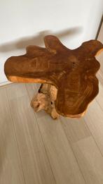 Olijfhouten bijzettafel, Huis en Inrichting, Ophalen, Minder dan 55 cm, Rond, Zo goed als nieuw