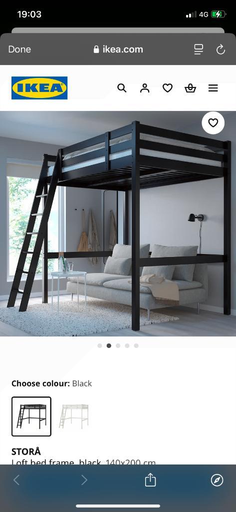IKEA Bed, Huis en Inrichting, Slaapkamer | Bedden, Zo goed als nieuw, Eenpersoons, 140 cm, 200 cm, Hout, Zwart, Ophalen