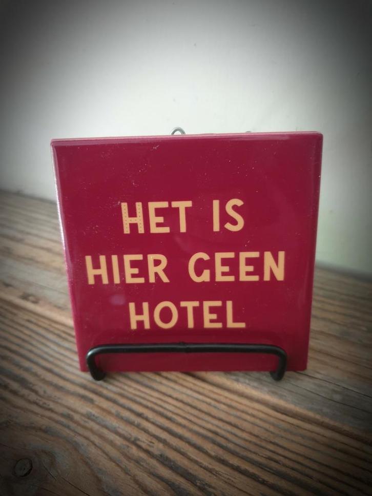 Tekst tegel "Hotel" teksttegel met spreuk, Huis en Inrichting, Woonaccessoires | Tekstborden en Spreuken, Nieuw, Ophalen of Verzenden