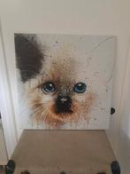 Poezen kopje op canvas / houten frame. binnen en buiten, Ophalen, Gebruikt